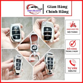 Móc khóa kèm ốp bảo vệ chìa khóa xe Hyundai Accent 2019, Accent 2021, Tucson, i10 nhựa mềm TPU tráng gương.