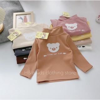 áo giữ nhiệt lót lông nhung cao cổ cho bé 8-18kg, áo cổ 5 phân cho bé