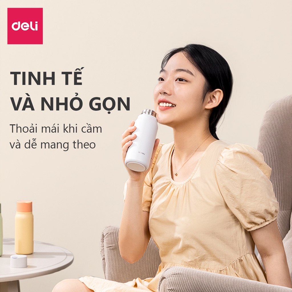 Bình Giữ Nhiệt Nóng Lạnh Vusign Inox 316 350ml Cao Cấp Cách Nhiệt Deli - Phù Hợp Đi Học Du Lịch Thể Thao Gym Yoga LL606