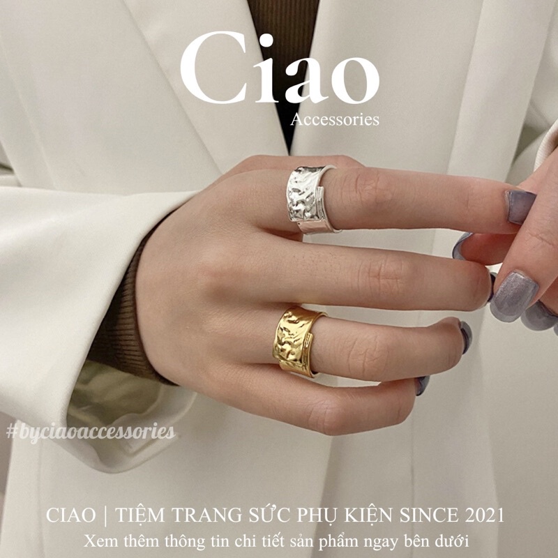 [HOẢ TỐC 1H] Nhẫn mạ bạc S925 thiết kế hoạ tiết mã 51 phong cách trendy Ciao accessories