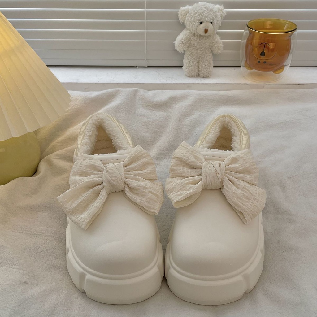 Giày loafer chống thấm nước đế dày giày bông giữ ấm lót nhung dày dặn thu đông năm 2022 cho nữ xỏ chân giày đi tuyết