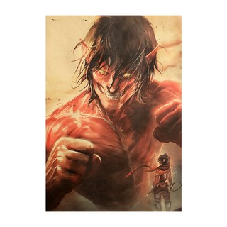 Poster attack on titan c174 eren 50.5*35cm giấy dán tường hình nhân vật anime