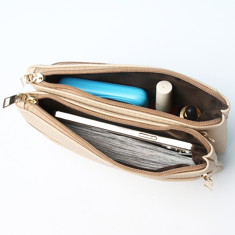 Túi Đeo Chéo Đựng Điện Thoại Có Khóa Kéo Đôi Dành Cho Nữ