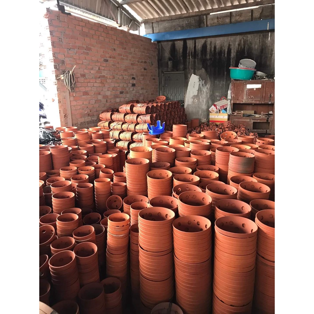 Chậu đất nung trồng lan size 23 cm ( kèm theo móc kẽm treo lan dài 80cm )