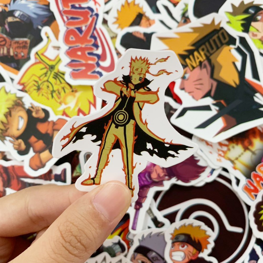 Combo 50 Sticker NARUTO CỬU VỸ hình dán chống nước dán mũ bảo hiểm, laptop, vali, điện thoại, guitar