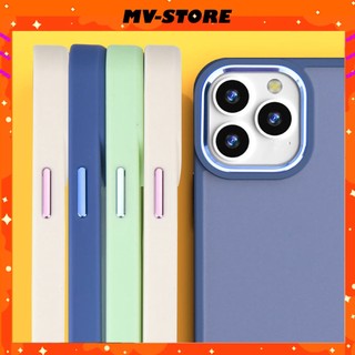 Ốp lưng iphone chống sốc nhám mờ cho 14/ 13/ 14promax/ 14 pro max nút bấm viền camera kim loại cao cấp bảo vệ MVStore