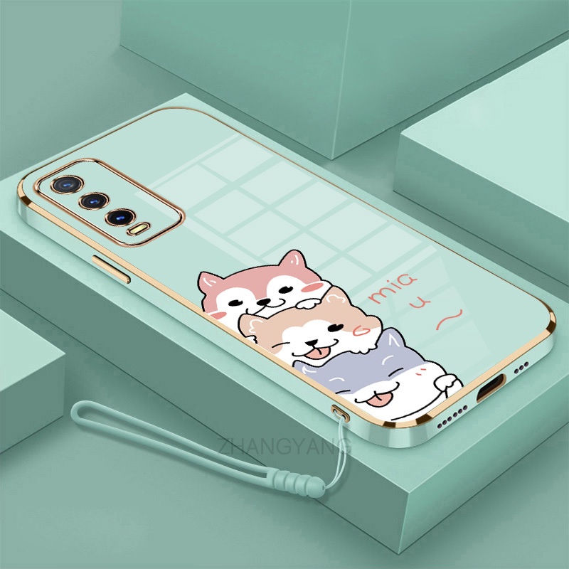Ôp Điện Thoại Silicon Họa Tiết Hoạt Hình Chú Chó Dễ Thương Kèm Dây Đeo Cho vivo y20 y20i y12s y20s y12a