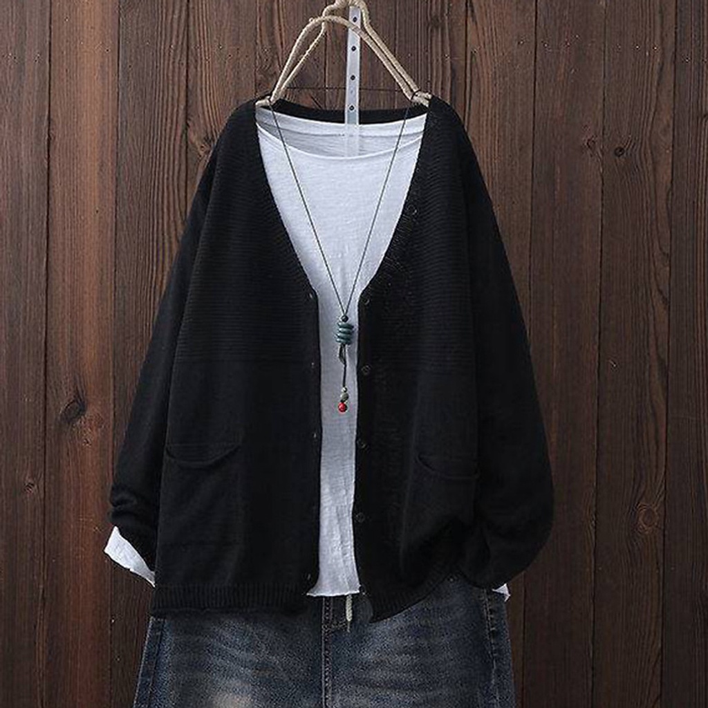 (TỔNG KHO LÂM ANH CHUYÊN SỈ) Áo cardigan len nữ form rộng 5 khuy cài trước trẻ trung