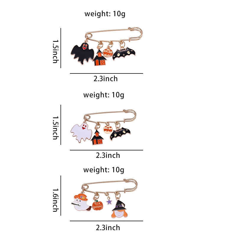 Huy Hiệu Cài Áo Hình Ma / Dơi / Bí Ngô Bằng Hợp Kim Phong Cách Punk Vui Nhộn Làm Quà Halloween