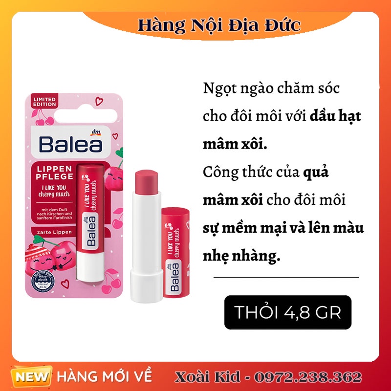 Son dưỡng môi Balea Đức giúp môi mềm mịn, đỡ khô nứt nẻ
