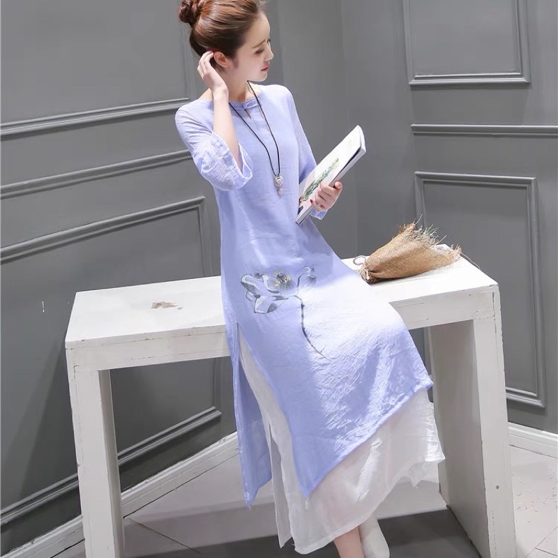 Váy sườn xám áo dài bàn trà spa kiểu cổ trang trung hoa trung quốc hán phục