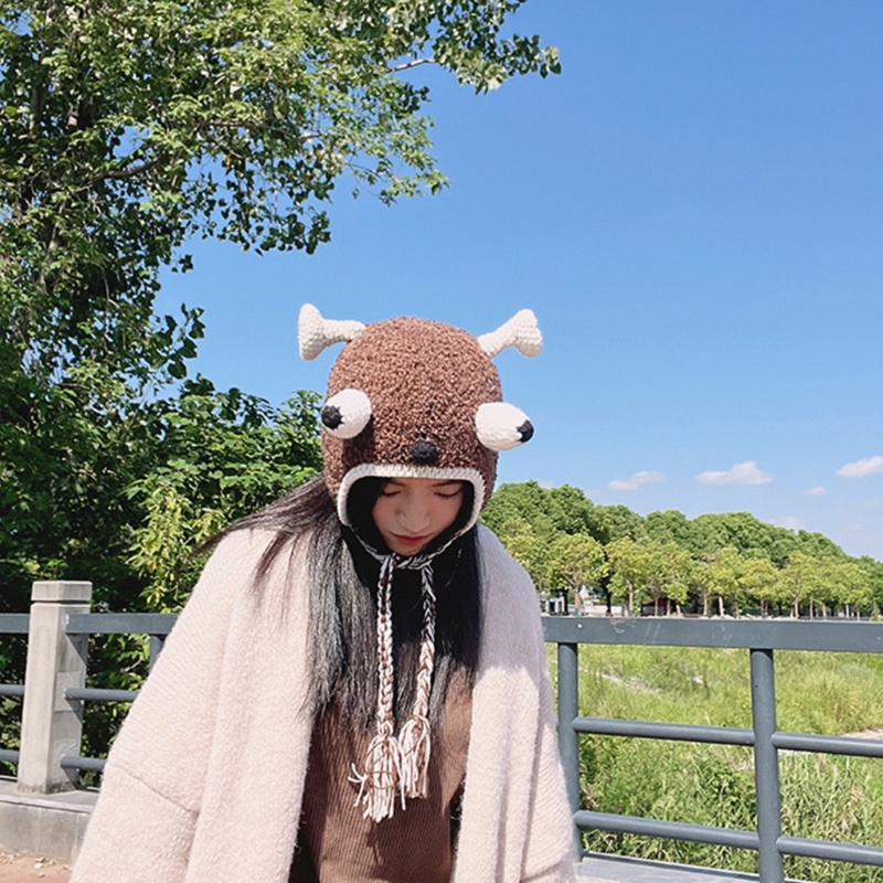Mũ Beanie Dệt Kim Đính Tai Quỷ Nhỏ Dễ Thương Vui Nhộn Cho Bé
