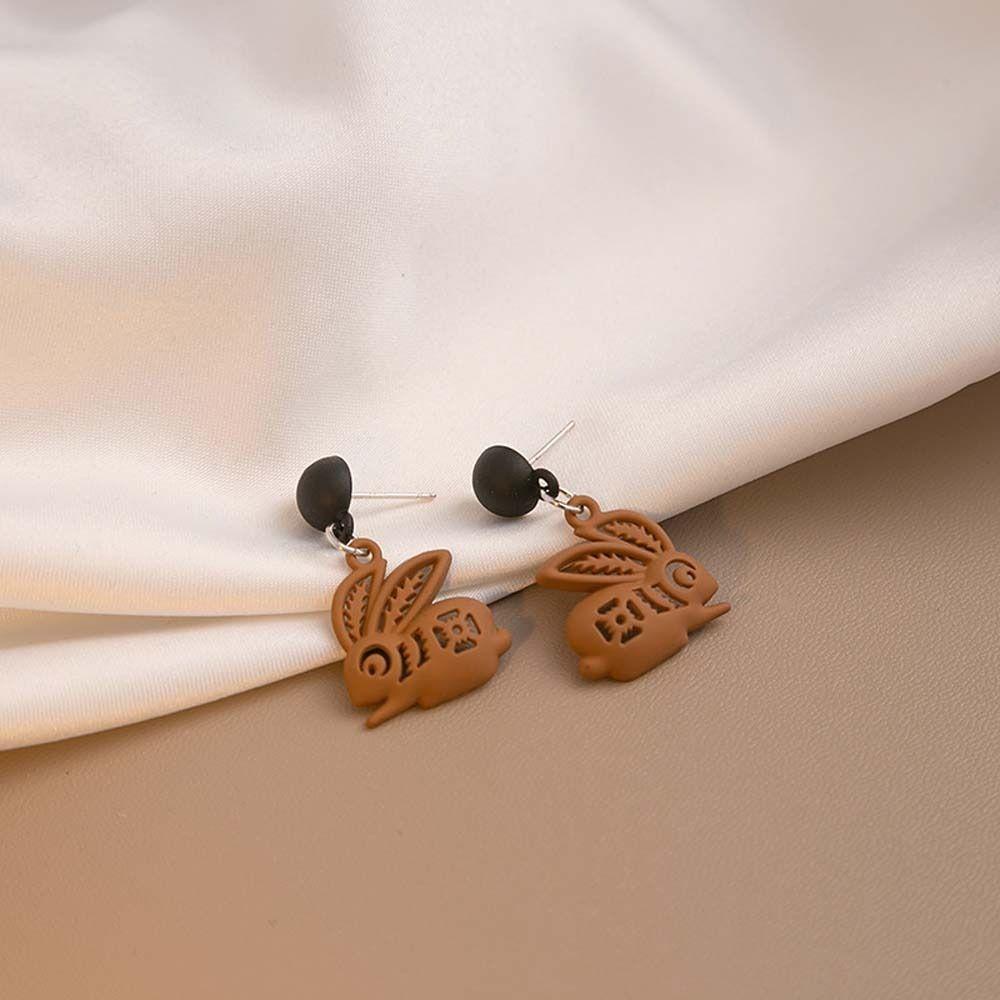 Khuyên Tai Dáng Dài Hình Chú Thỏ Màu Đỏ Thời Trang