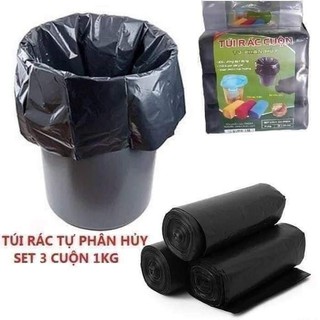 Set 9 cuộn túi rác đen tự phân huỷ Kích Thước Lớn 55*65 cm