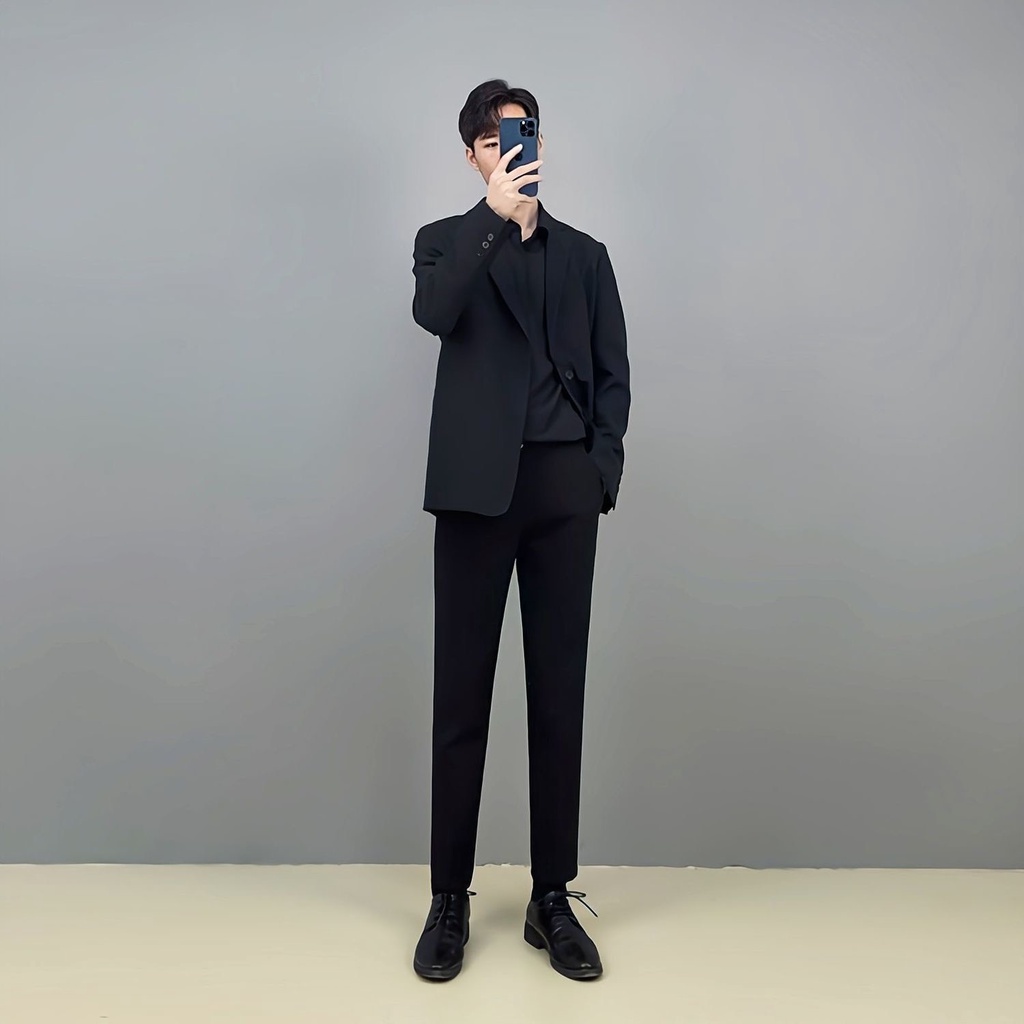 Áo Khoác Blazer Nam dáng Hàn Quốc form rộng dài tay , áo vest nam trẻ trung thời trang màu đen , màu trắng kem , màu ghi | BigBuy360 - bigbuy360.vn