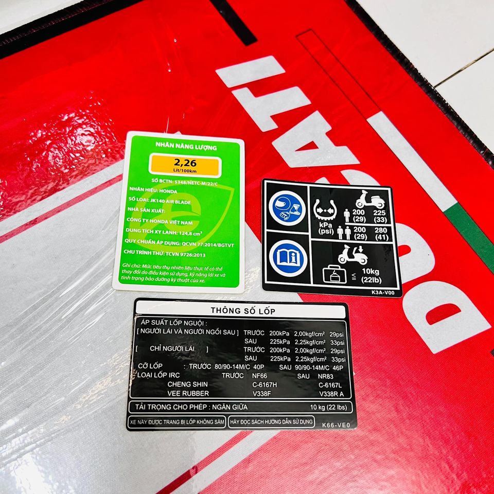Tem Thông số chính hãng xe Airblade 125 150 160 ✌🇻🇳