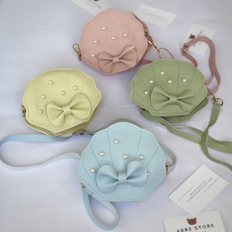 Túi đeo chéo cho bé gái từ 3 đến 6 tuổi hình vỏ sò - ARBE KIDS STORE