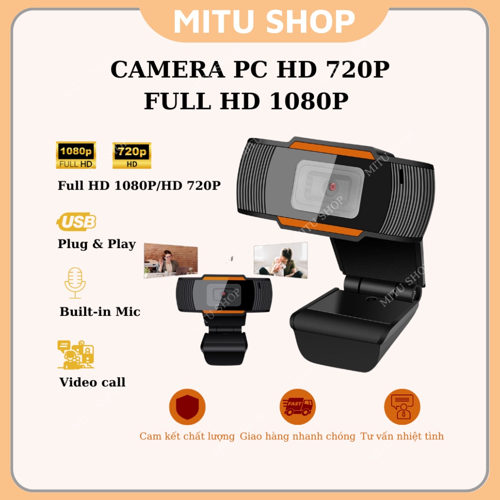 Webcam máy tính HD 720P / Full HD 1080P Có Micro, Camera, Cổng usb - Livestream, học zoom online, video call