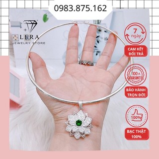 Kiềng cổ nữ bạc ta mặt hoa đủ màu, vòng kiềng bạc nữ thiết kế LERA trang sức bạc