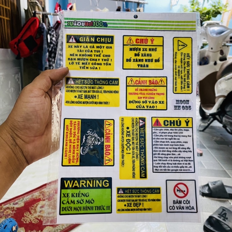 Trọn bộ 11 tem cảnh báo giận chịu keo nổi