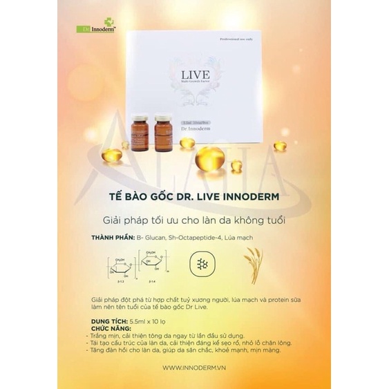 Tách lẻ Tế Bào Gốc Dr.Innoderm Làm Trắng Giảm Nhăn Dr.Live MGF Solution Hàn Quốc 1 lọ x 5,5ml