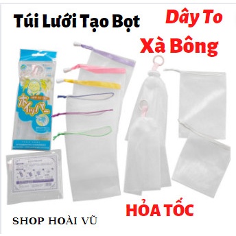 Túi Lưới Tạo Bọt Xà Phòng, Xa Bông Có Dây Rút Kích Thước 15x9 , 12x9,10x9