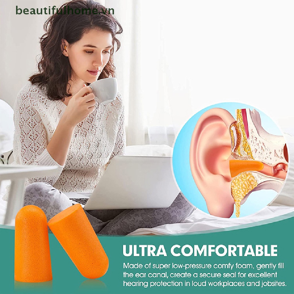 10 Cặp Nút Bịt Tai Giảm Tiếng Ồn Bằng Xốp Mềm Tiện Dụng