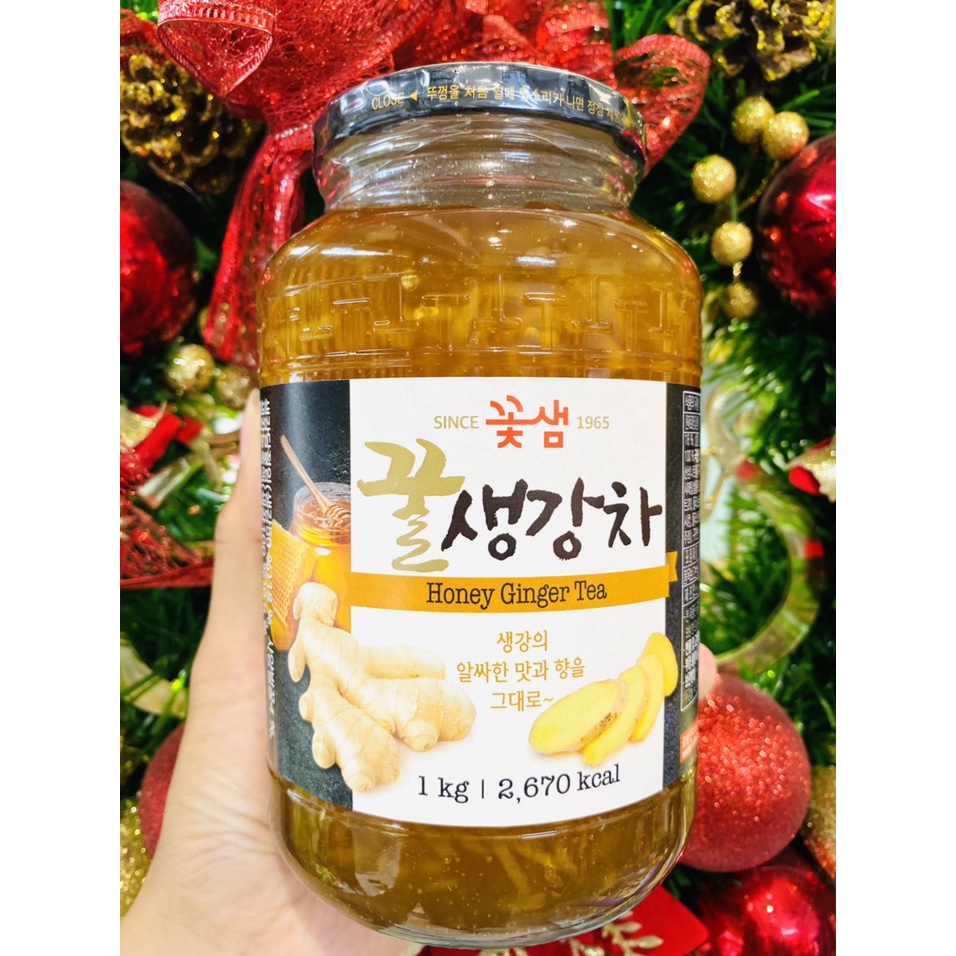 Mật ong gừng Hàn Quốc lọ 1kg-Giảm ho hiệu quả - Hàng nhập khẩu chính hãng