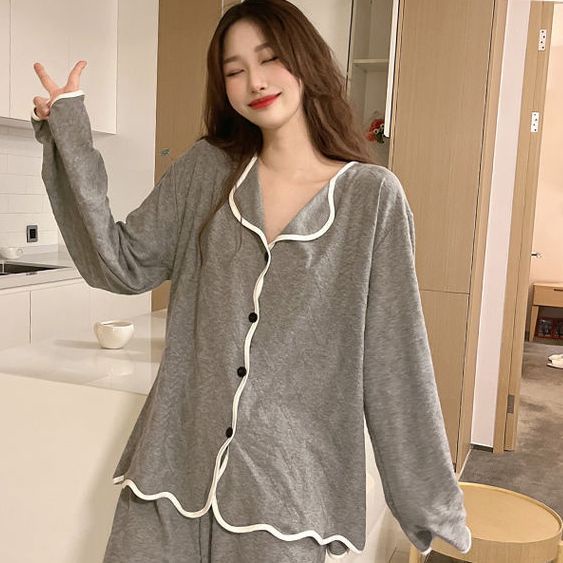 Bộ Đồ Ngủ Dài Tay Plus Size Thời Trang Xuân Thu Cho Nữ