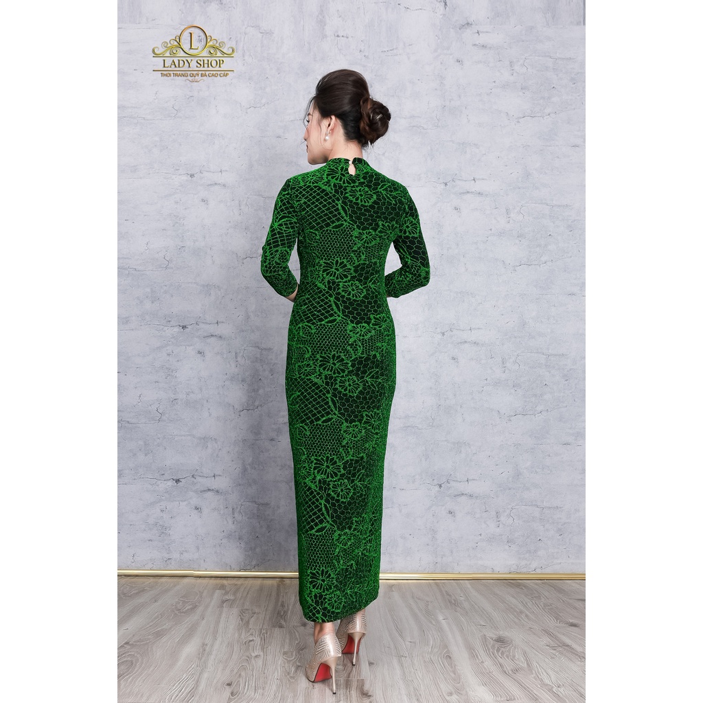 Sườn xám nhũ cổ tàu kết đá Ladyshop Ladyshop thời trang trung niên cao cấp TK985