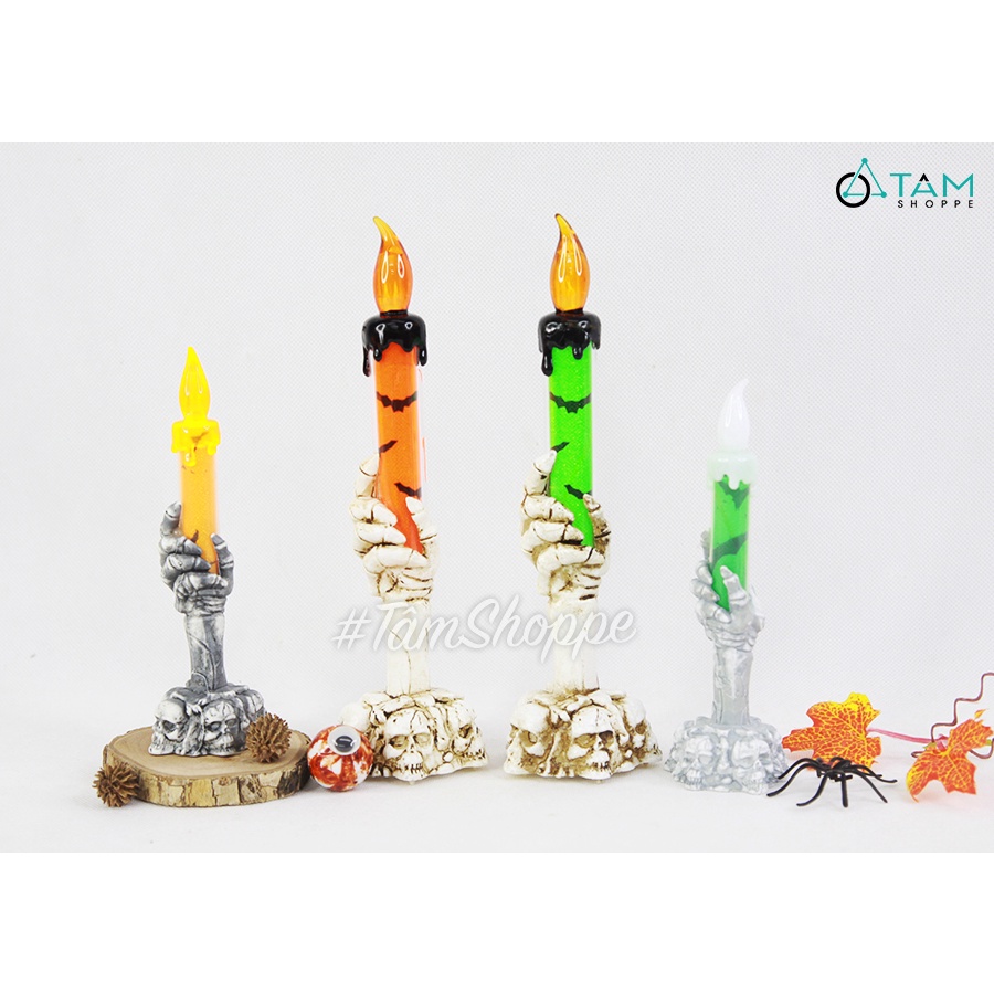 Nến điện tử bàn tay xương cầm nến sẵn pin NEN-DT-07