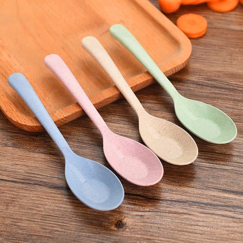 Muỗng múc canh HOUSEEKER cán dài chất liệu rơm lúa mì an toàn cho trẻ em