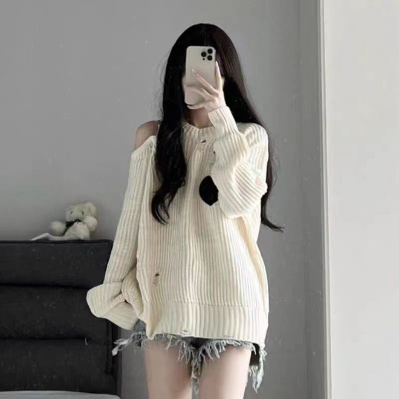 Áo croptop nữ dài tay áo len kiểu nữ Áo Sweater Trễ Vai Tay Dài Thời Trang Thu Đông Dành Cho Nữ
