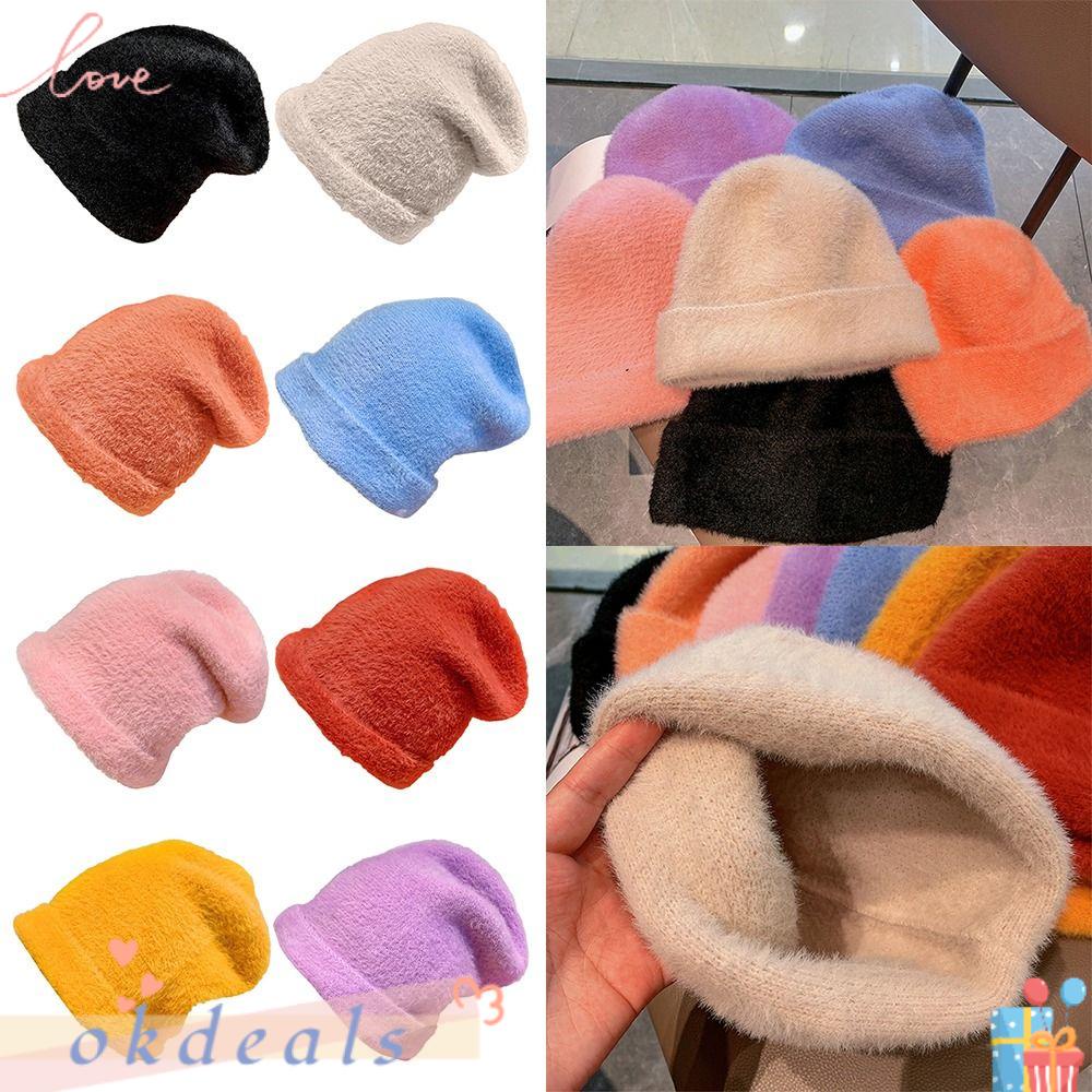 Mũ Len Dệt Kim Màu Trơn Mềm Mại Thời Trang