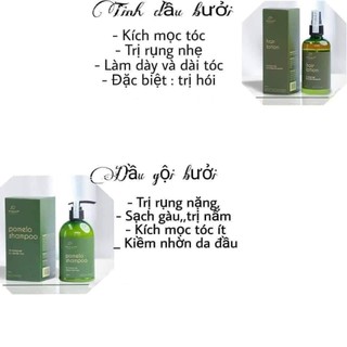Bộ gội xịt 2 món ngăn rụng - kích mọc tóc vijully dầu gội bưởi và xịt tinh dầu bưởi