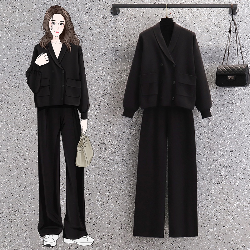 🌸Hàng Order(Sẵn L,XL)🌸Váy Đầm Bigsize Sét Áo Khoác Vest Len Dệt Phối Ống Suông Thanh Lịch Sang Trọng🌸Hàng Quảng Châu