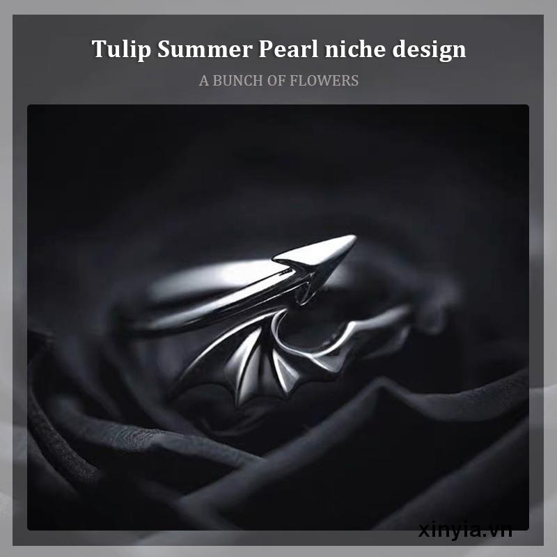 Nhẫn Đôi Cánh Thiên Thần Ác Quỷ Sáng Tạo Cá Tính Phong Cách Nhật Hàn Cho Nam Và Nữ