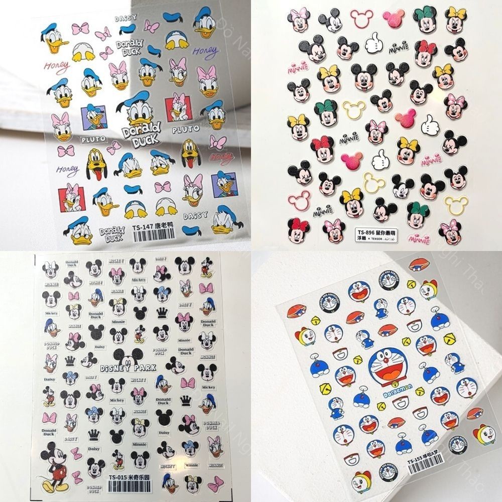 Sticker nail lụa hoạt hình 5D