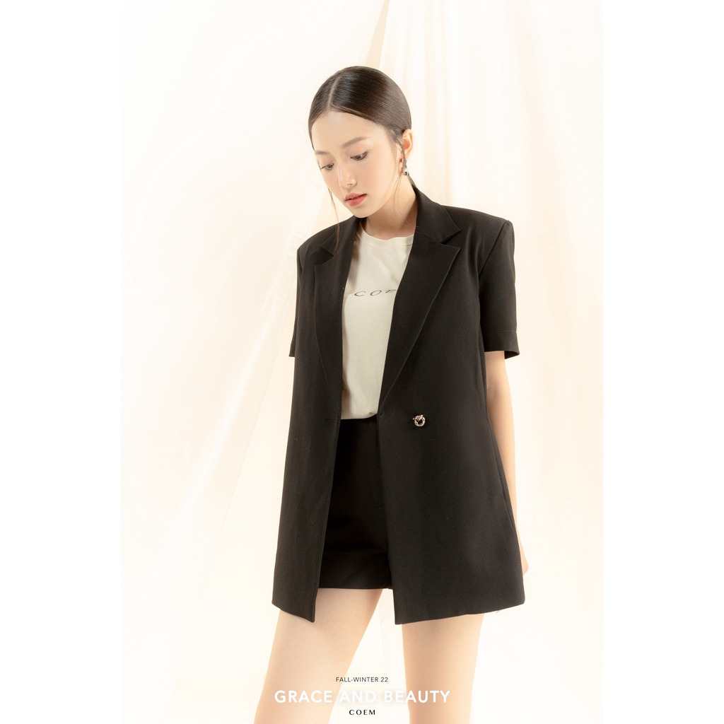 COEM | ÁO BLAZER NỮ TAY NGẮN DÁNG RỘNG TRẺ TRUNG THỜI TRANG SANG TRỌNG PHÙ HỢP ĐI LÀM DẠO PHỐ - GIAN TOP