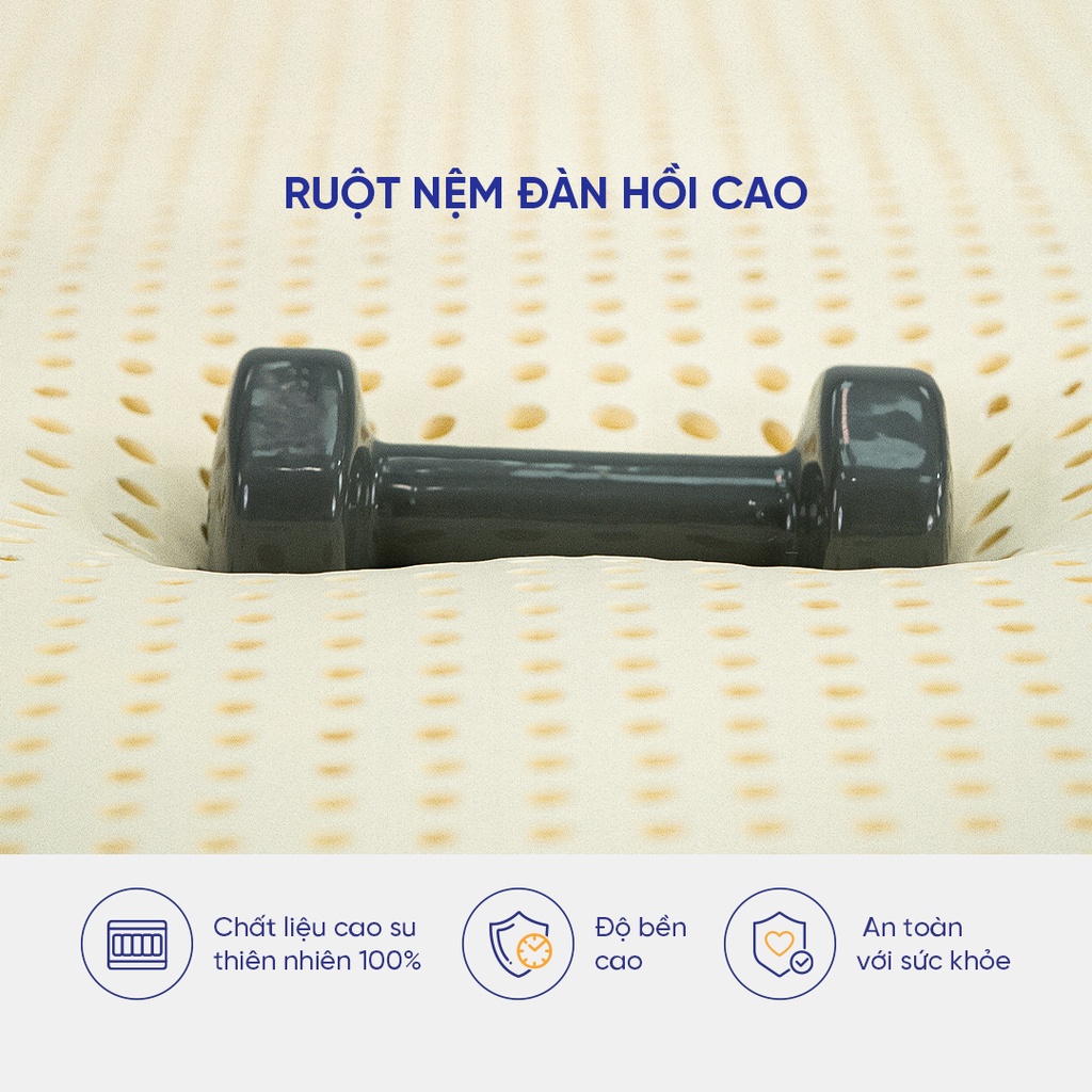 Nệm cao su thiên nhiên Kim Cương Happy Gold xoa dịu nhức mỏi cơ thể thoáng khí tối đa phân phối chính hãng bởi Vua Nệm