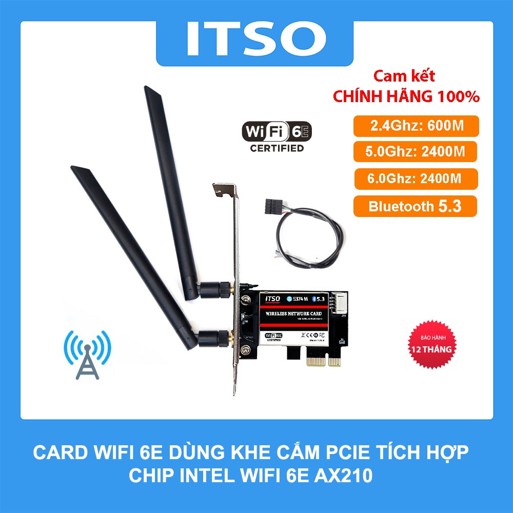 Card WIFI 6E dùng chip Intel AX210 khe cắm PCI dùng cho máy bàn | BigBuy360 - bigbuy360.vn