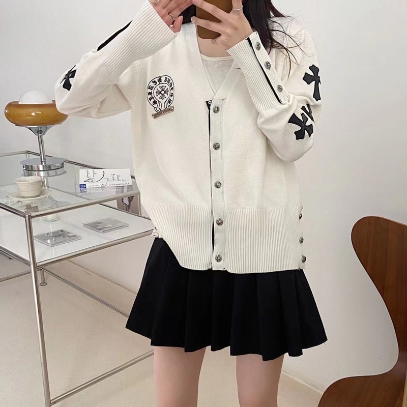 SẴN XÁM Áo Cardigan Chrome Heart Hàn Quốc Len Thu Đông