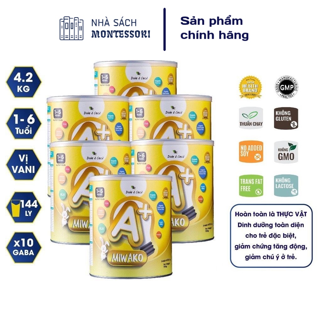 Sữa Công Thức Hạt Thực Vật Hữu Cơ Miwako A+ 700g x 6 hộp ( 4.2kg ) - Miwako Việt Nam - Nh sách Monte