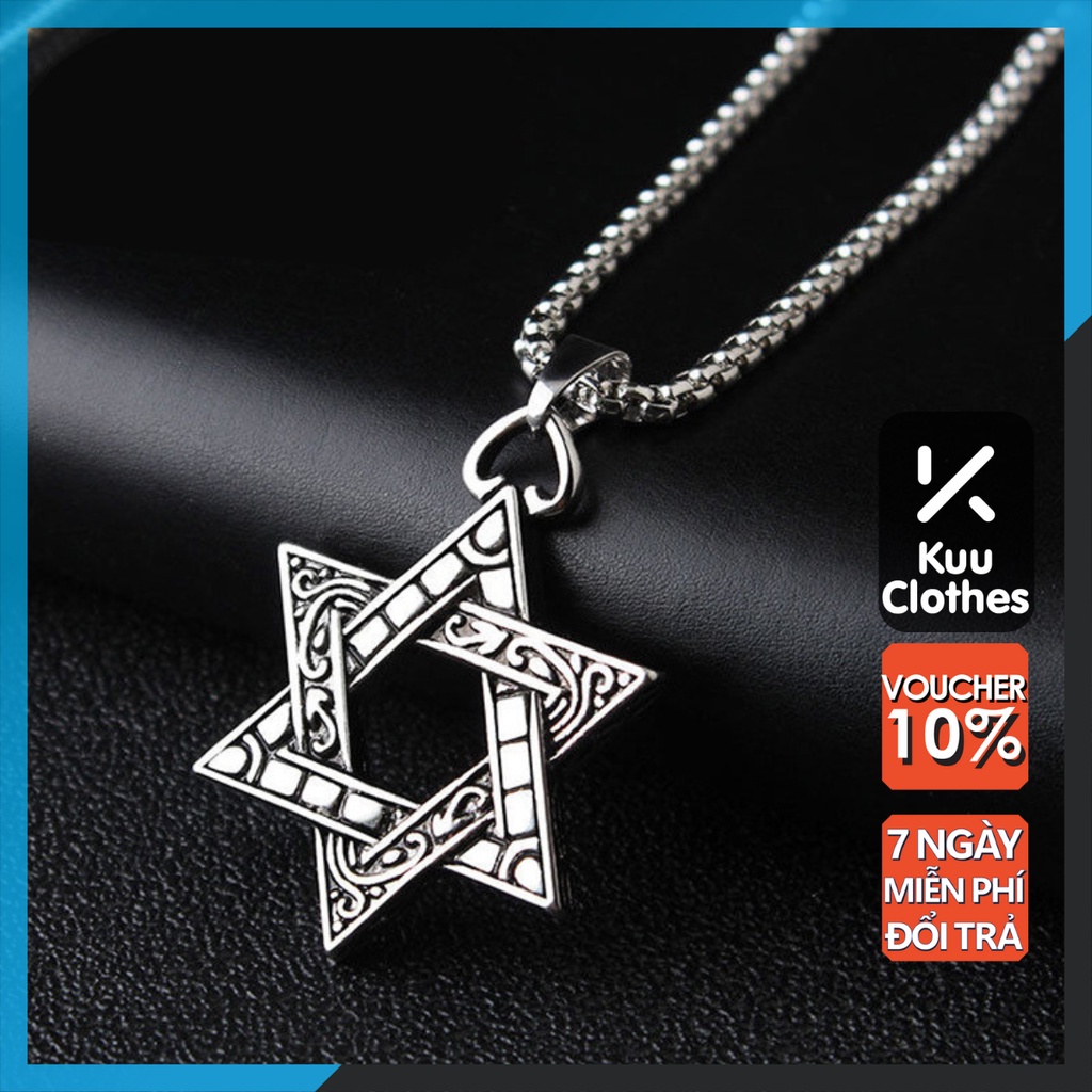 Dây Chuyền nam nữ unisex Dây Đeo Cổ Ngôi Sao 6 Cánh Kuu Clothes màu bạc Titan đẹp phụ kiện thời trang - Vòng cổ Ngôi Sao