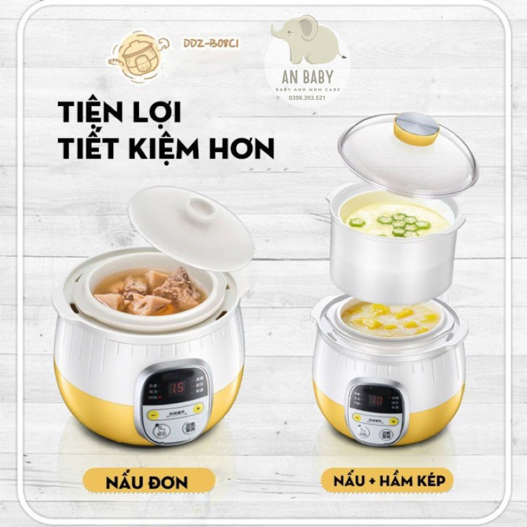 Nồi Nấu Cháo,Chưng Yến BEAR Bản Quốc Tế 0.8L - Chính Hãng BEAR BH 18 Tháng