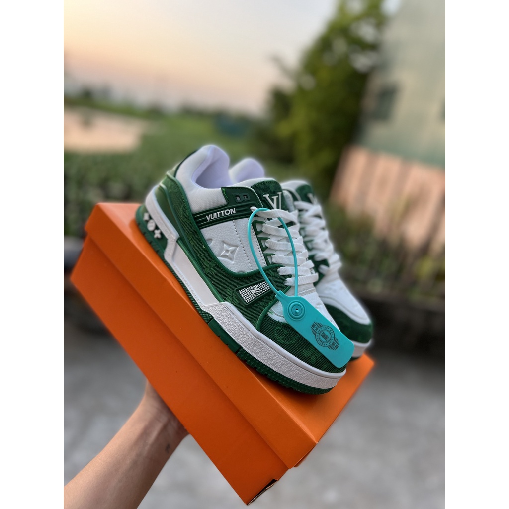 🔶 freeship 🔶 Giày sneaker lv trainer xanh lá cao cấp, Giày thể thao nam nữ lv xanh lá fullbox