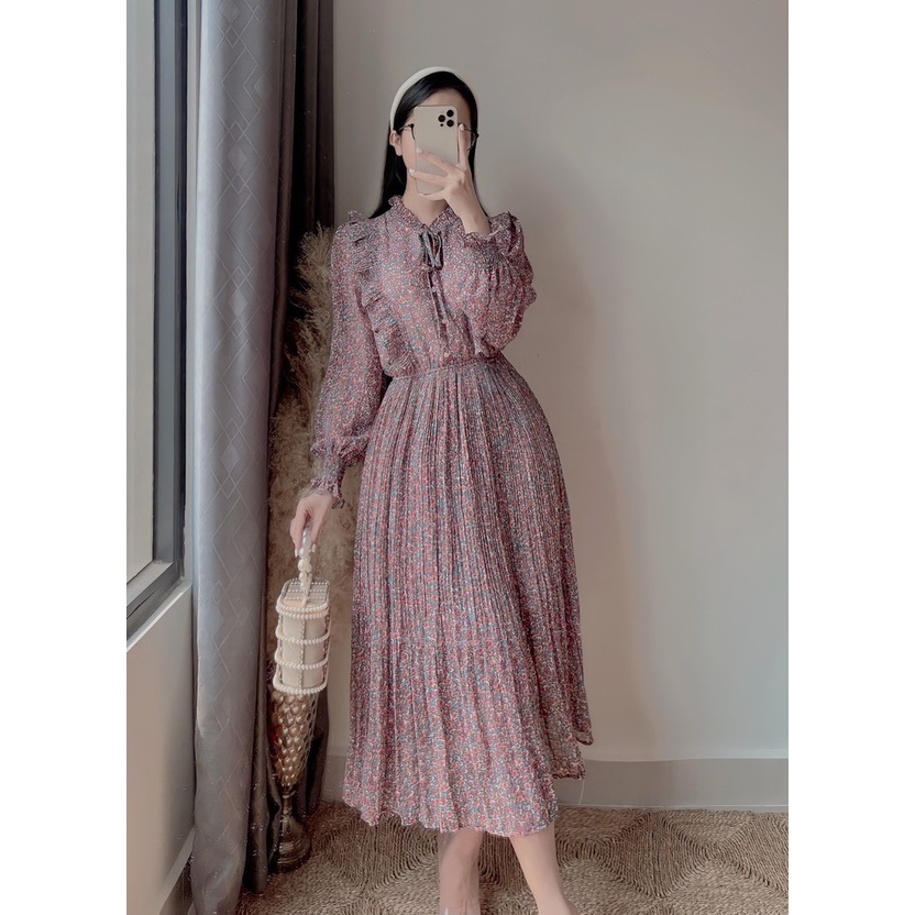 ĐẦM VINTAGE HOA NHÍ XẾP LI - VIN 01