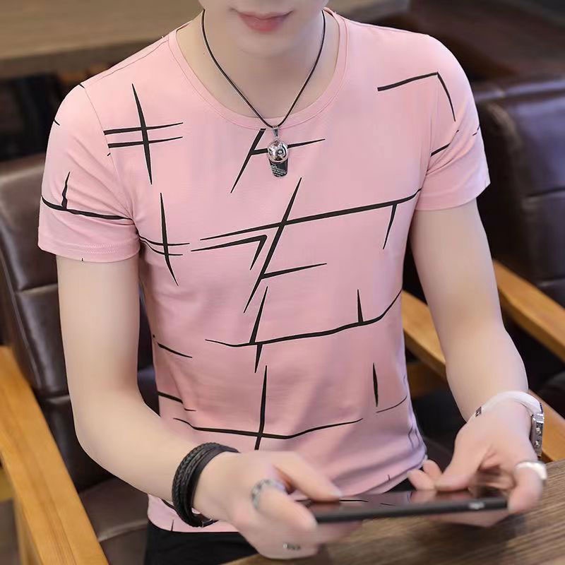 Áo Thun Tay Ngắn Cổ Tròn Dáng Ôm Thời Trang Mùa Hè Phong Cách Hàn Quốc Cho Nam