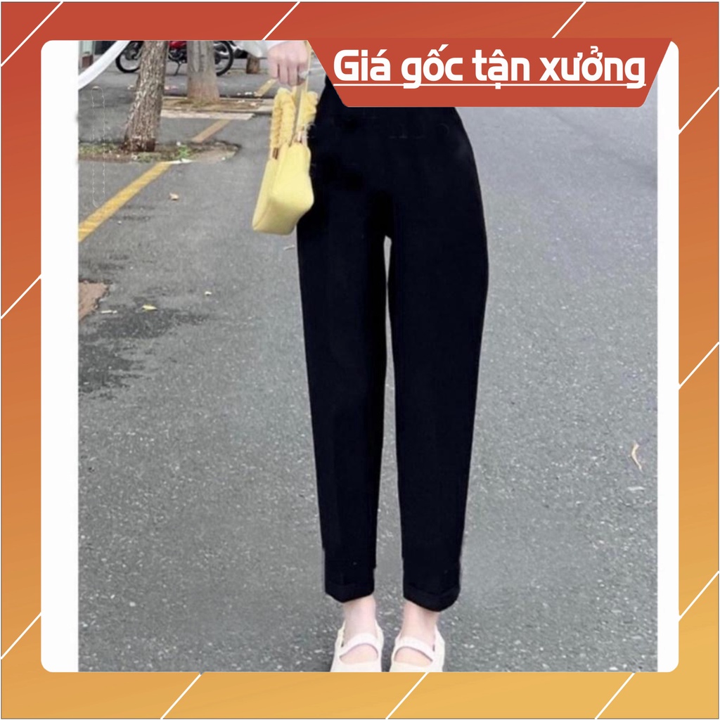 Quần Tây Nữ Lưng Cao Khóa Sau Hông Đi Học Làm Công Sở Kiểu Quần Baggy Nữ Cạp Bản To Cao Vải Tuyết Mưa Dày Co Giãn Nhẹ có