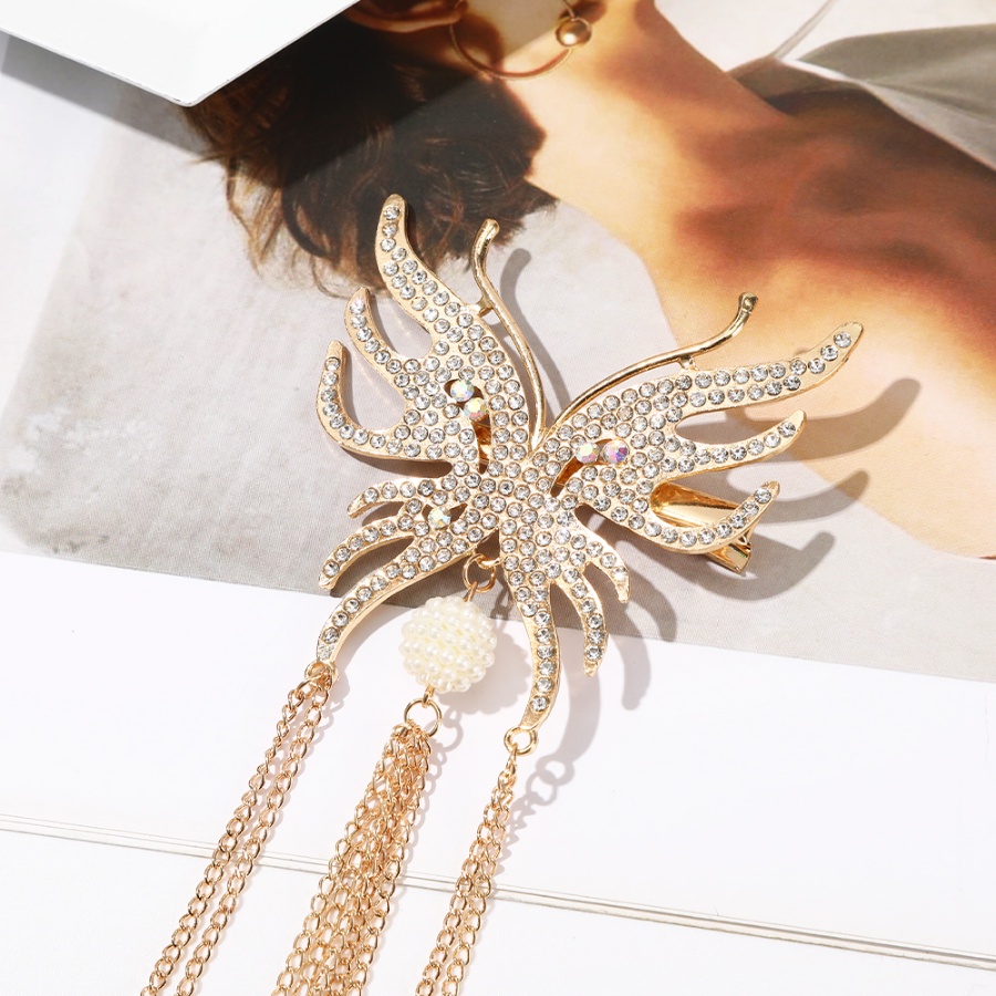 Kẹp Tóc Dạng Chuỗi Hình Bướm Đính Ngọc Trai Và Kim Cương Toàn Diện Bằng Hợp Kim Kiểu Hàn Quốc Cho Nữ